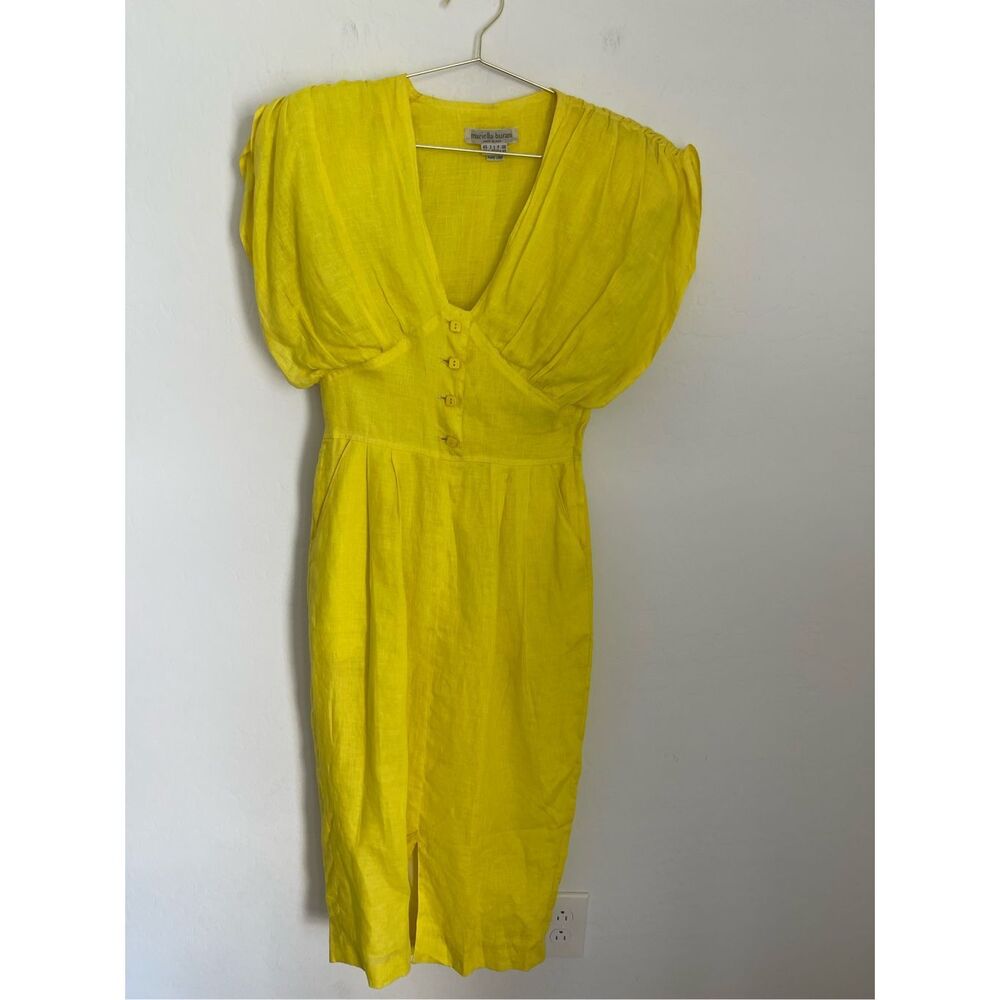 MARIELLA BURANI 100% Linen Vintage Old Money Style Dress Size 10